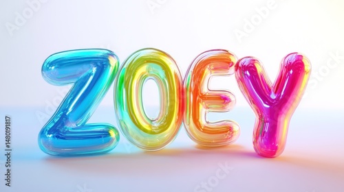 Wallpaper Mural Iridescent balloon letters spelling Zoey against a soft background Torontodigital.ca