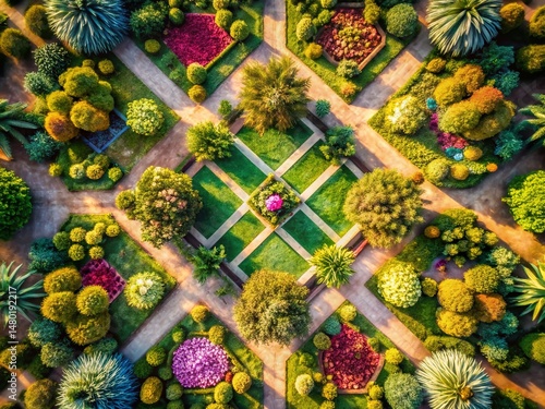 Vintage Botanical Pattern Aerial Photography: Creative Journal Background