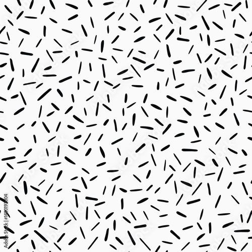 Memphis style background with small pen stripes. Retro black and white texture.