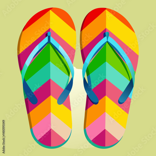 Colorful Rainbow Striped Flip Flops Summer Beach Sandals