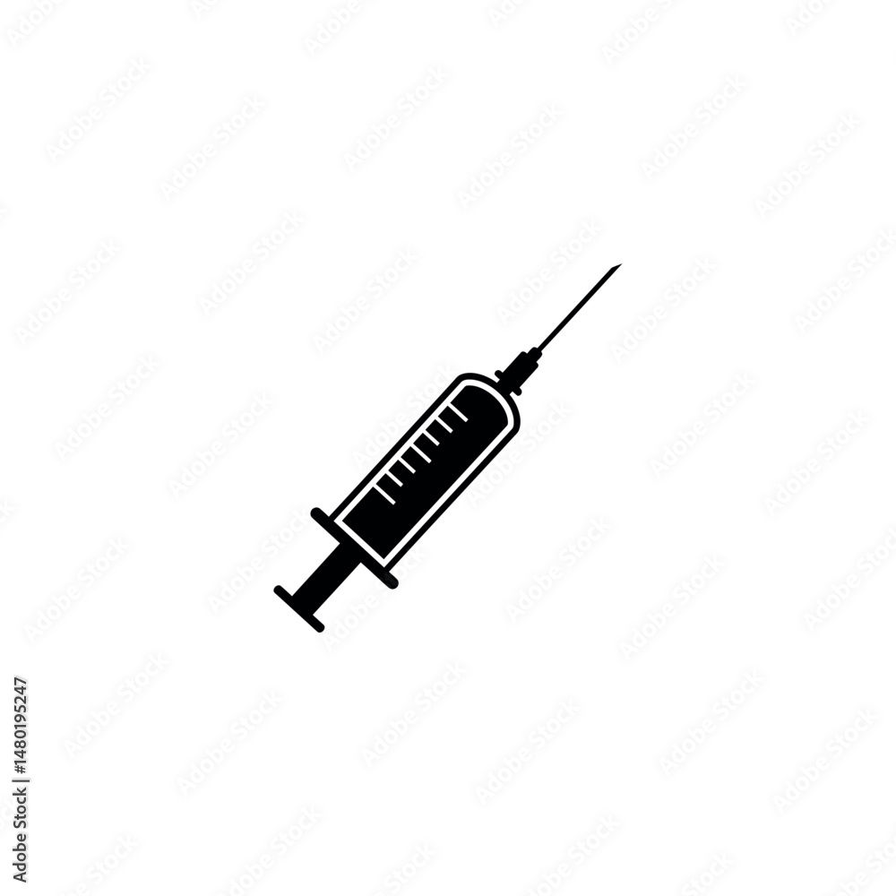 Vector silhouette of syringe on white background Vector silhouette of syringe on white background
