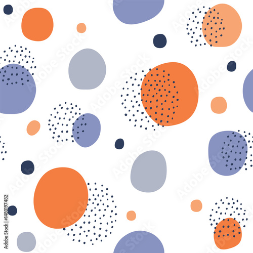 Colorful painted watercolor points. Vector seamless pattern. Hand drawn texture elements.
