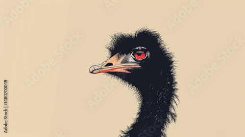Emu Head Profile Illustration