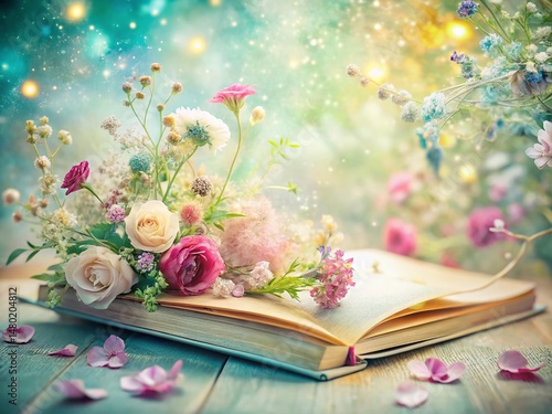 Whimsical Floral Botanical Double Exposure Journal Spread Stock Photo