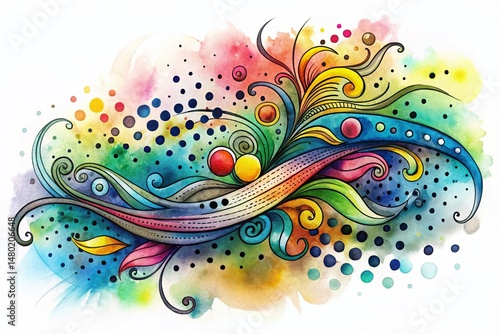 Whimsical Watercolor Tattoo Designs on Polka Dot Background - Urban Exploration Photography