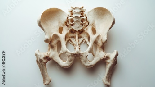 Human Pelvis Skeleton Model Anatomy Isolated on White Background for Educational and Illustrative Purposes