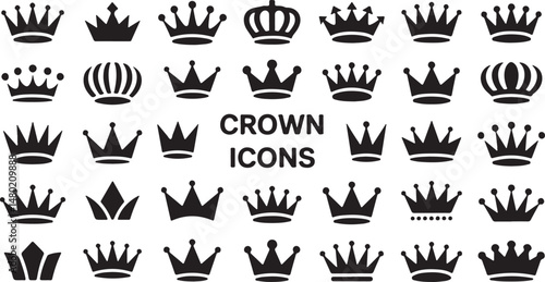 Crown Icons Set Crown Symbol Collection Vector Illustration