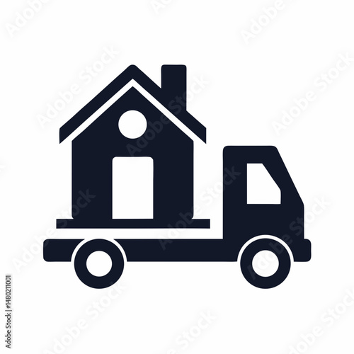 Readymade house shifting on track Vector Design.