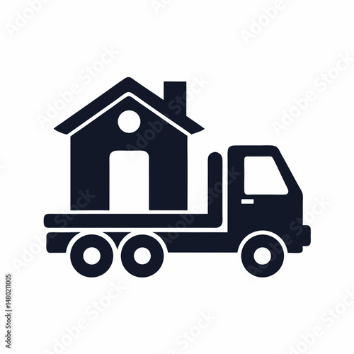 Readymade house shifting on track Vector Design.