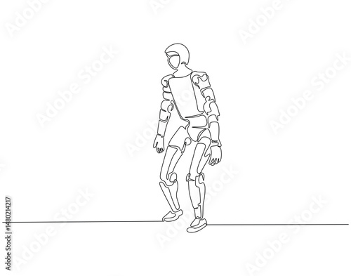 Wallpaper Mural Continuous one line drawing of humanoid robot technology. One line drawing illustration of humanoid robot machine. International technology day concept single line. Editable outline Torontodigital.ca
