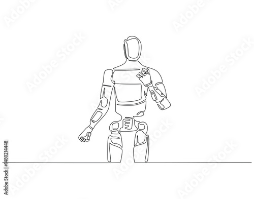 Wallpaper Mural Continuous one line drawing of humanoid robot technology. One line drawing illustration of humanoid robot machine. International technology day concept single line. Editable outline Torontodigital.ca