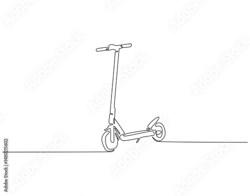 Continuous one line drawing of modern scooter. One line drawing illustration of electric scooter technology. National technology day concept single line. Editable outline