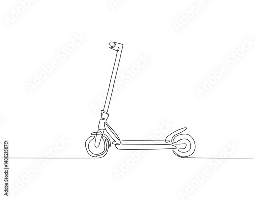 Continuous one line drawing of modern scooter. One line drawing illustration of electric scooter technology. National technology day concept single line. Editable outline