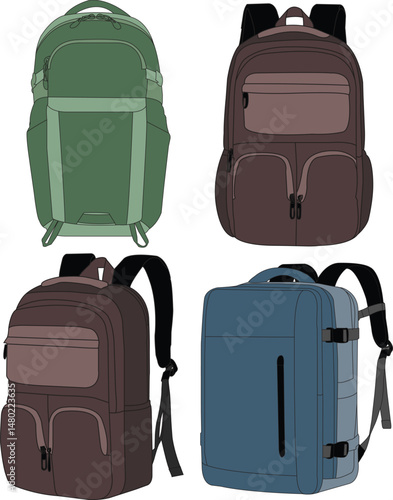 Set of backpack vector illustration, School backpack icon set, School backpack cartoon isolated, Backpack fashion flat colorfull, Backpack fashion flat	