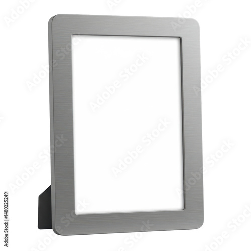 Gray tabletop frame, stands with gray back stand and it is empty and ready for a photo or picture