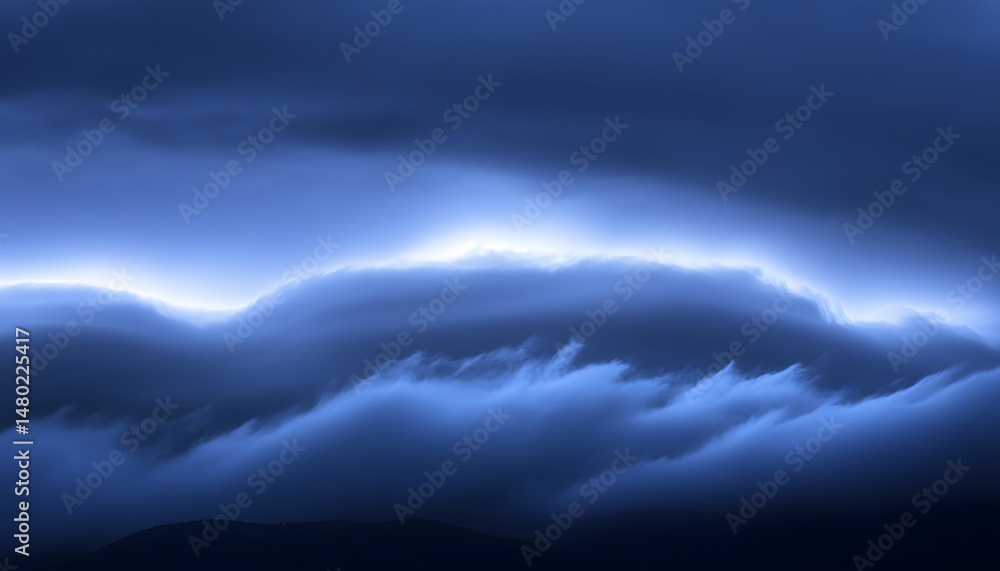 Fototapeta premium Stormy clouds illuminated by flashes of light.