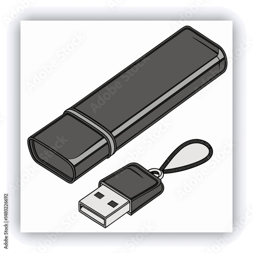 A 3D Rendering of a USB Thumb Drive Storage Stick