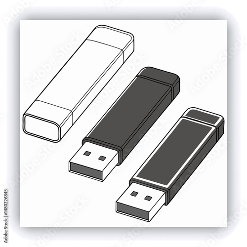 A 3D Rendering of a USB Thumb Drive Storage Stick