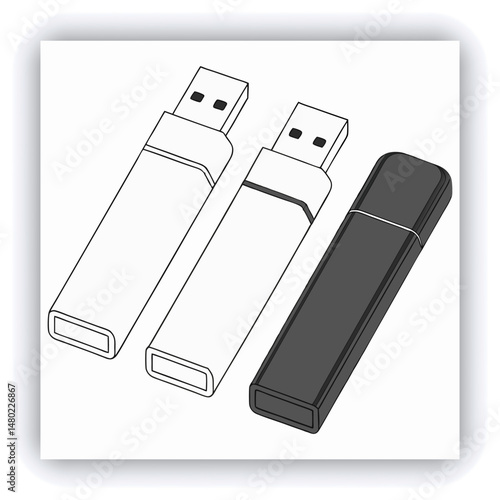 A 3D Rendering of a USB Thumb Drive Storage Stick