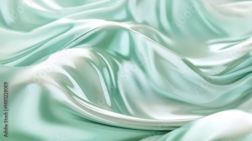 Abstract Wavy Silk Mint Green Fabric Texture Background