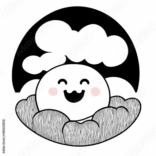 Wallpaper Mural Cute hand drawn smiling icons in minimalist style for kids and stickers on white background Torontodigital.ca