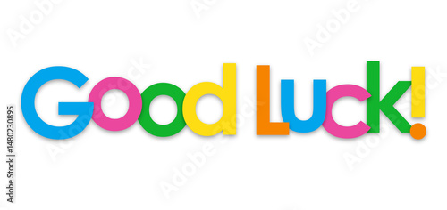 GOOD LUCK! colorful typography banner on transparent background