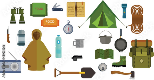 set of camping icons