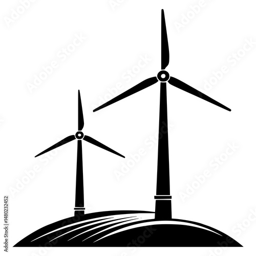 Black and White Wind Turbine Icons