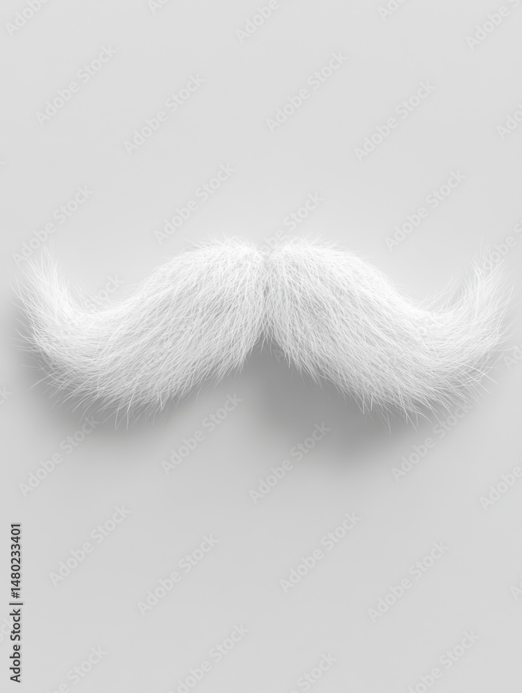 Obraz premium White mustache on white background studio shot close up minimal aesthetic for design element or party supply concept