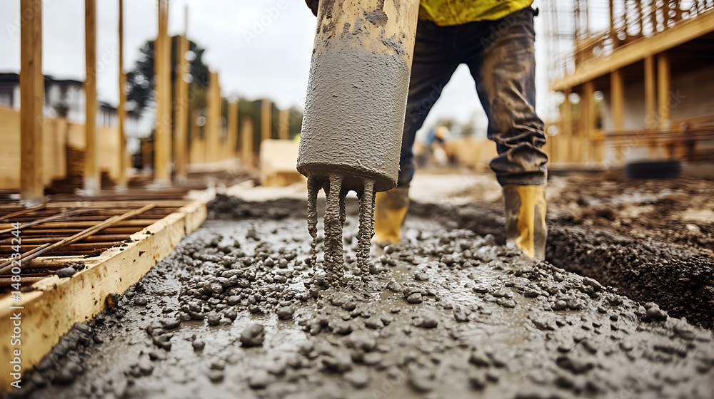 Concrete Pouring at Construction Site Concrete Pouring at Construction Site