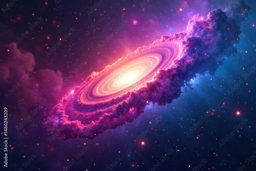 Fototapeta premium Abstract swirling nebula, cosmic dust and gas, vibrant colors, deep space background , texture, energy