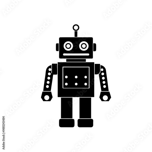 toy robot with flashing lights on white background 