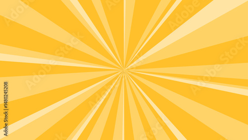 Yellow pop sunburst background. Pop bright concentration line background and promotional template.