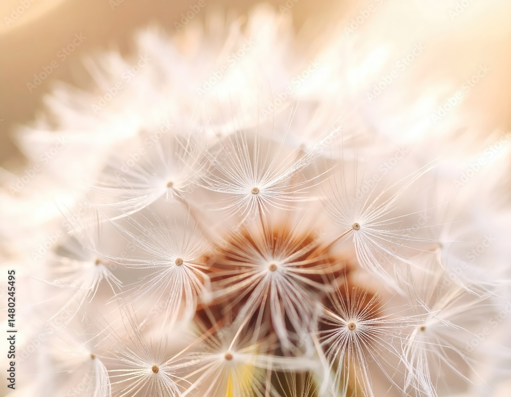 Naklejka premium Dandelion Seed Head: A Soft, Dreamy Close-Up