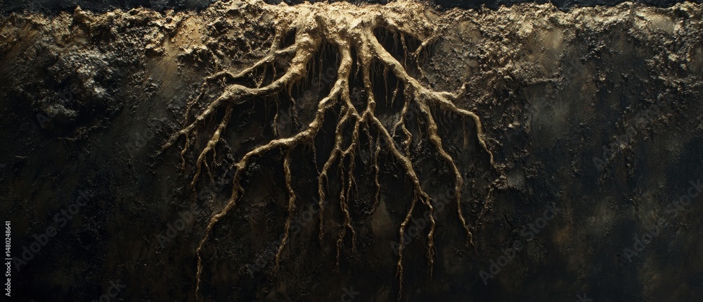 custom made wallpaper toronto digitalA close up of a plant's roots in a dark background