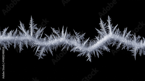Wallpaper Mural Delicate frostwork ice crystals forming intricate patterns on black, a mesmerizing abstract winter texture Torontodigital.ca