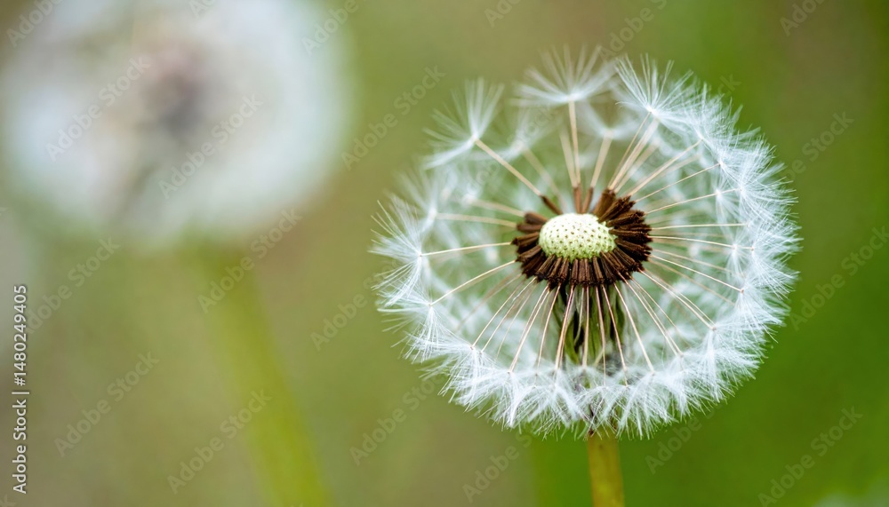 Fototapeta premium Dandelion seeds blowing in the breeze nature macro photography outdoors close-up natural beauty