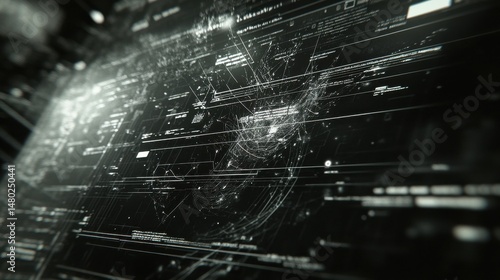 Futuristic Data Interface with Digital Visualizations and Graphics