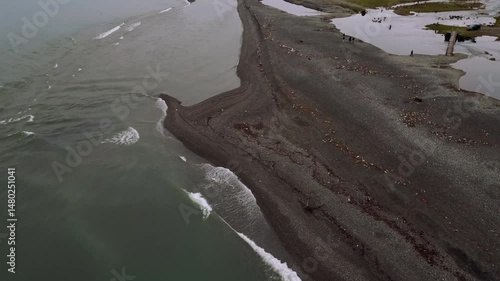 Exploring the Submerged Shores of Adjara at the Black Sea Coastline Where a River Meets the Ocean
