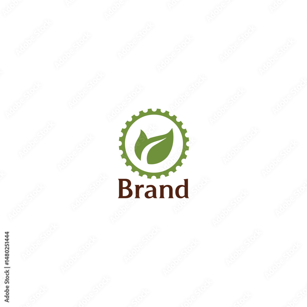 Eco Gear Leaf Circle Logo isolated with White Background. Eco Gear Leaf Circle Logo isolated with White Background.