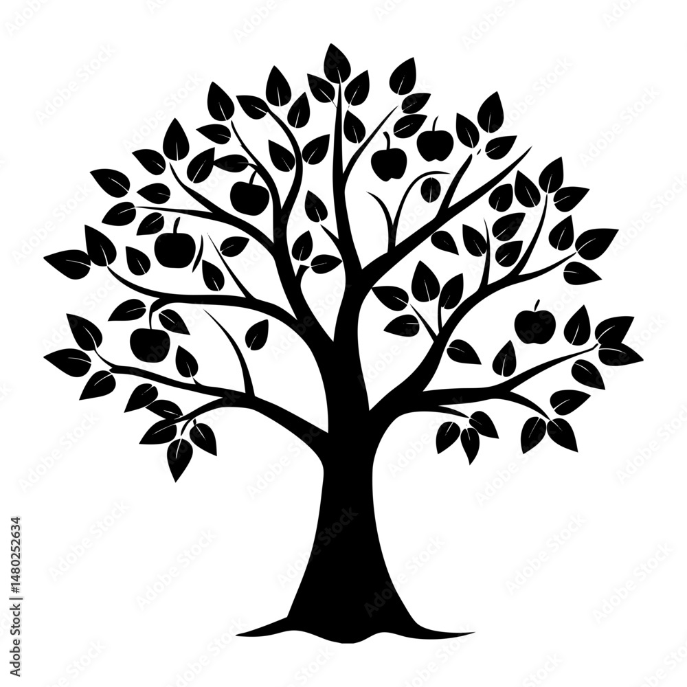 Obraz premium Apple Tree Silhouette vector illustration