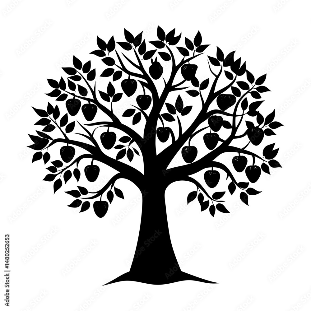 Obraz premium Apple Tree Silhouette vector illustration