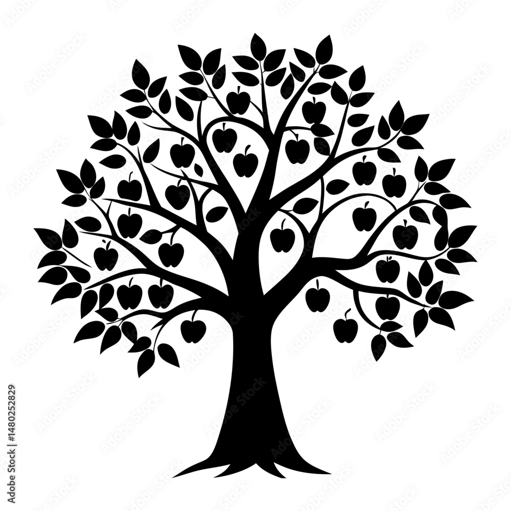 Fototapeta premium Apple Tree Silhouette vector illustration