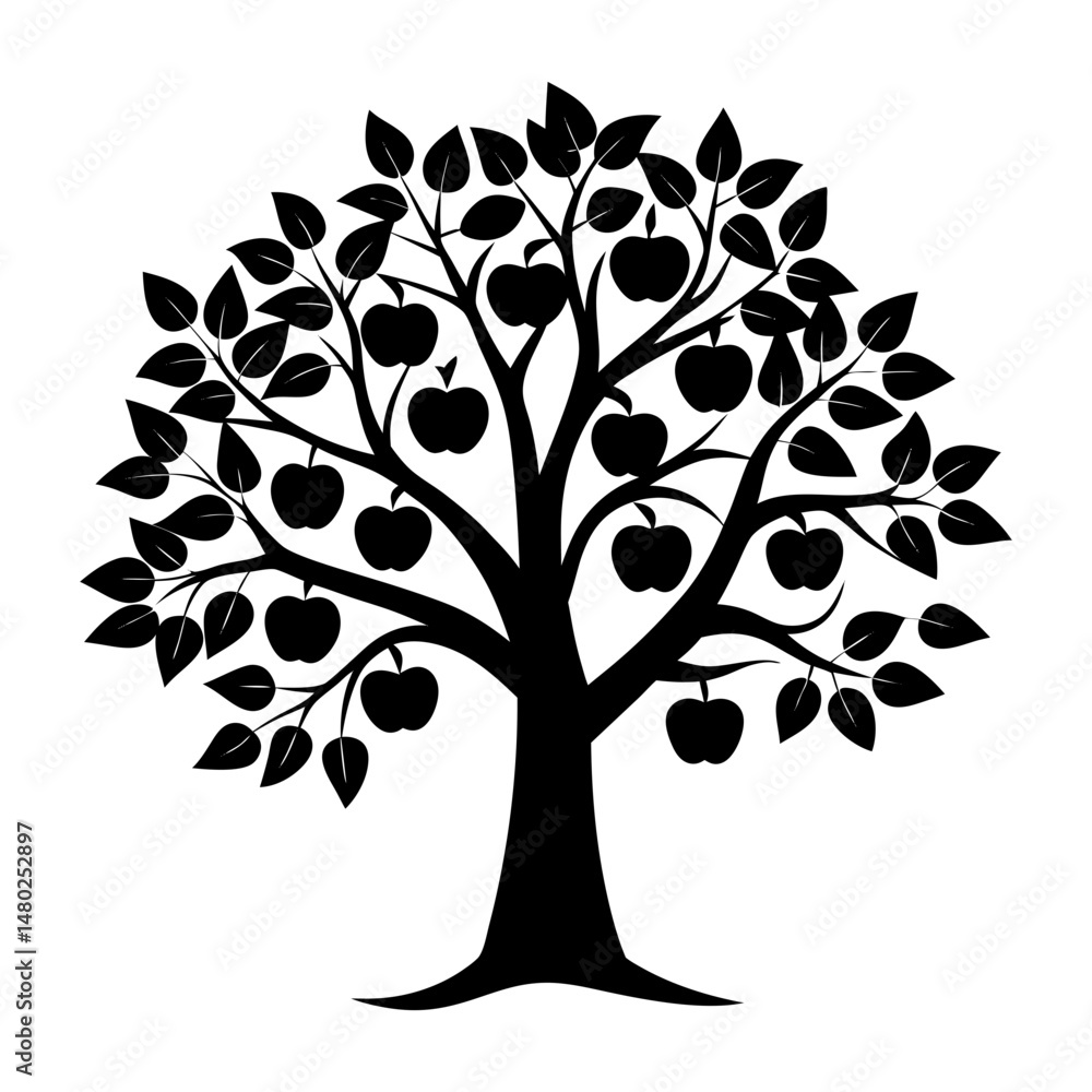 Obraz premium Apple Tree Silhouette vector illustration