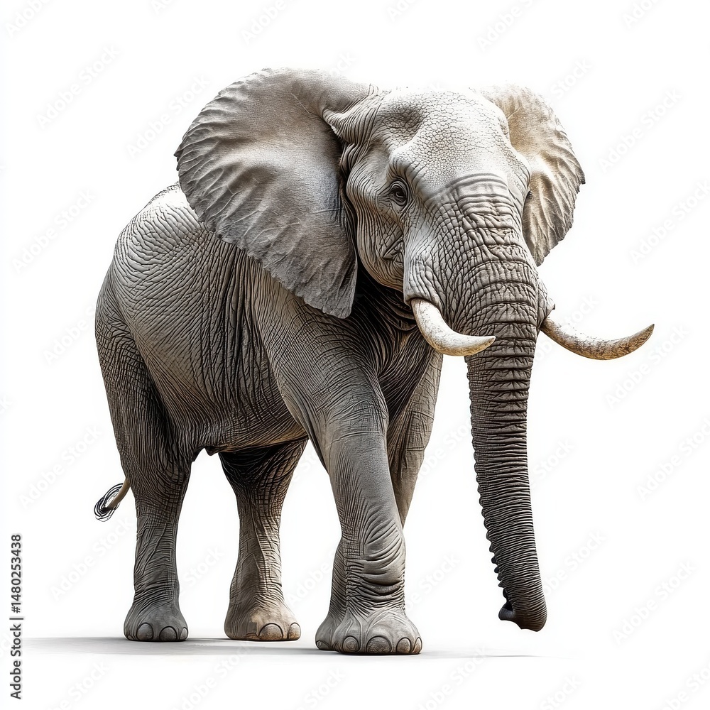 Fototapeta premium Pixelated African Elephant on White Background