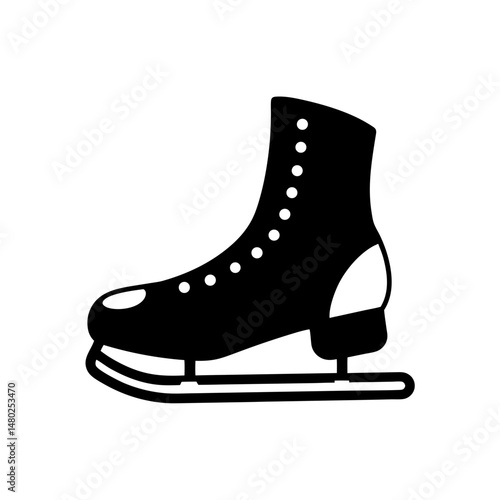vintage ice skate with leather boot on white 