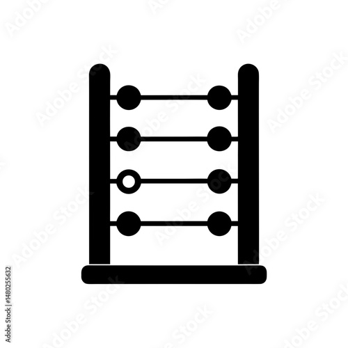 wooden abacus frame with colored beads on white 