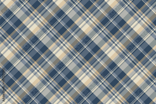 Elegant diagonal plaid pattern in muted blues and creams.  Perfect for textile designs, website backgrounds, or scrapbooking projects.