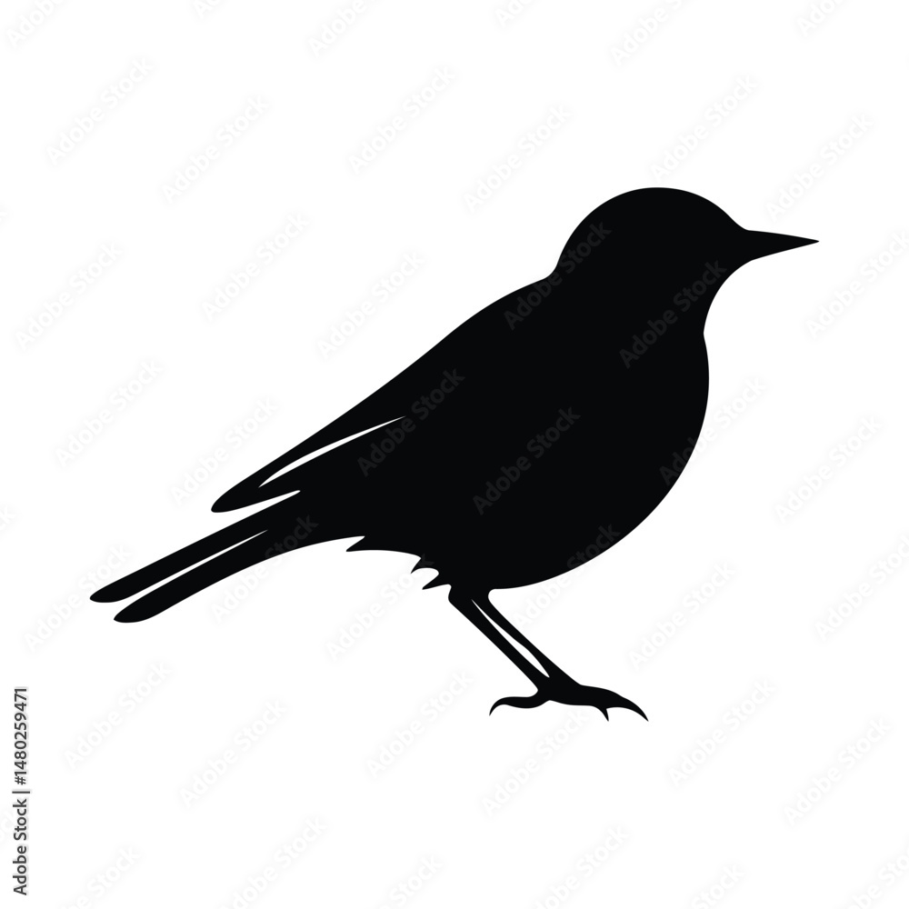 Obraz premium Lark Bird Silhouette Clipart Set Black on White Background