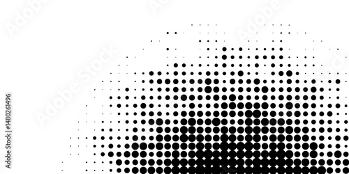Set of halftone dots gradient pattern texture isolated on white background. Straight dotted spots using halftone circle dot raster texture. Vector blot half tone collection.